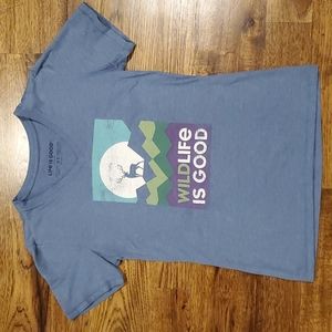 Womens Life Is Good "Wild Life is Good" blue shirt size XS